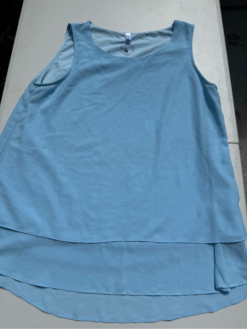 Light Blue Layered Sleeveless Women's Top